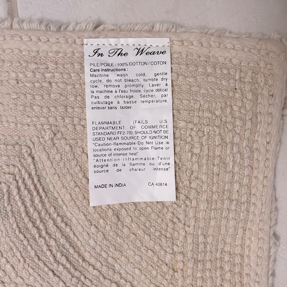 Bathroom Bath Mat Rug Beige - 100% Cotton Loop Rug Tapis - Machine Washable NEW - Picture 5 of 5